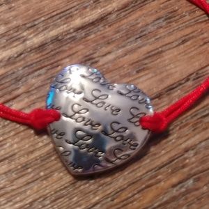 Adjustable Red Engraved Heart Drawstring Bracelet